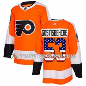 Adidas Maillot de Hockey Philadelphia Flyers Shayne Gostisbehere 53 2017-2018 Orange USA Flag Fashion Authentic - Homme